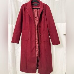 Luxurious Women's Burgundy Wool Trench Coat